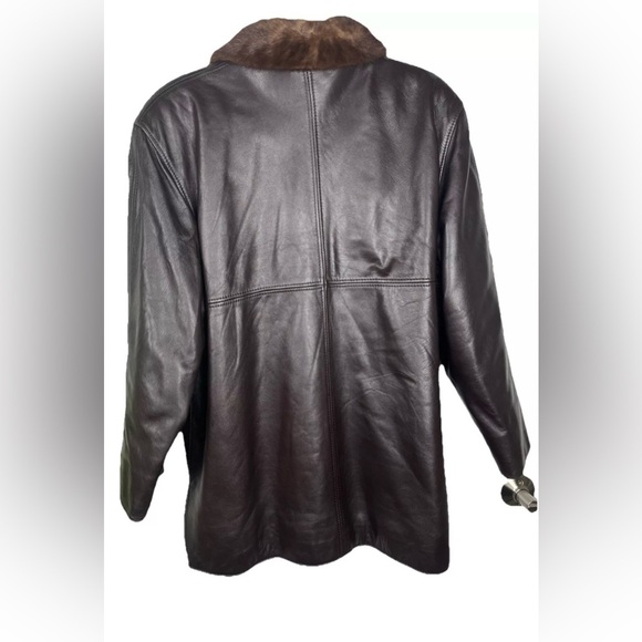 Peleteria Vintage Sheepskin Brown‎ Leather Coat Fur Collar Womens Size 46/14 - Picture 9 of 13